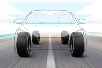illustration of car on the road
