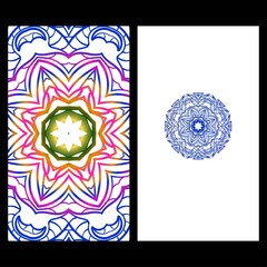 Yoga card template with mandala pattern. For business card, fitness center, meditation class. Vector illustration.