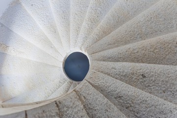 Padula, Italy - September 2018: Architectural element of steps of the Chiostro della Certosa di San...