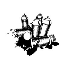 Sketch of the cans for graffiti. vector illustration