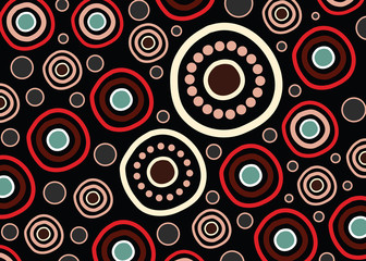 Aboriginal dot art vector circle pattern background. 