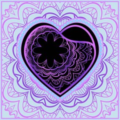 Valentine's day background with hearts and floral pattern. Vector illustration. Template design for greeting and wedding card