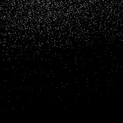 Spots, dot, noise and grain scatter glitter snow falling on black textured abstract background vector illustration