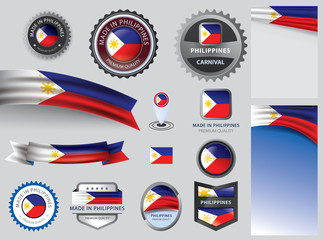 Made in Philippines seal, Filipino flag and color --Vector Art--