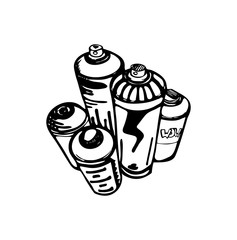 Sketch of the cans for graffiti. Vector illustration.