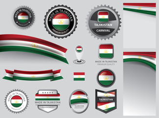 Made in Tajikistan seal, Tajiki flag and color --Vector Art--
