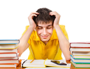 Tired Student with a Books