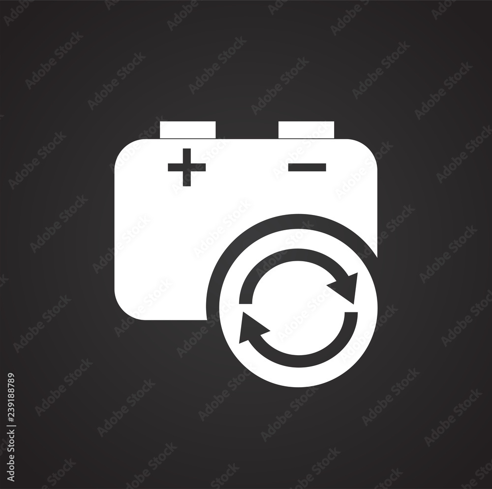 Fototapete Battery recycle icon on black background for graphic and web design, Modern simple vector sign. Internet concept. Trendy symbol for website design web button or mobile app