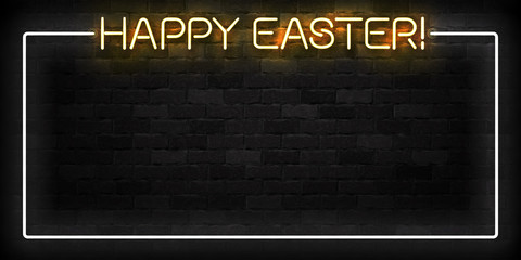 Vector realistic isolated neon sign of Easter frame logo for template decoration and layout covering on the wall background. Concept of Happy Easter celebration.