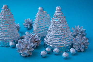 christmas decoration on blue background