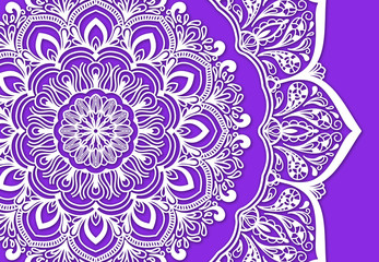 Abstract mandala graphic design and watercolor digital art painting for ancient geometric concept background