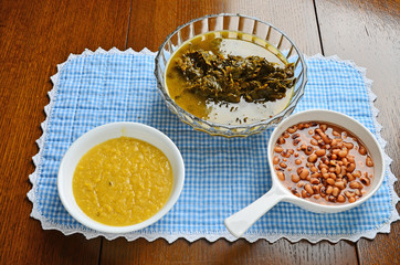Southern Soul Food on Vintage Oak Table