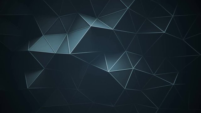 Distorted low poly construction with lines on edges. Modern abstract motion background. Seamless loop 3D render animation 4k UHD (3840x2160)