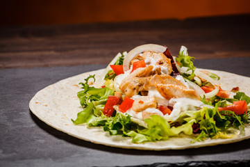 Kebab - grilled meat and vegetables