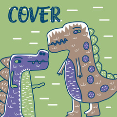 cute dinosaur drawn as vector for kids fashion – Vector