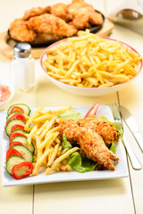chicken strips and fries