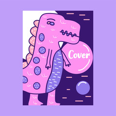 Dinosaur baby girl cute print. Cool brachiosaurus illustration for nursery t-shirt, kids apparel, invitation, simple scandinavian child design. Text slogan. - Vector