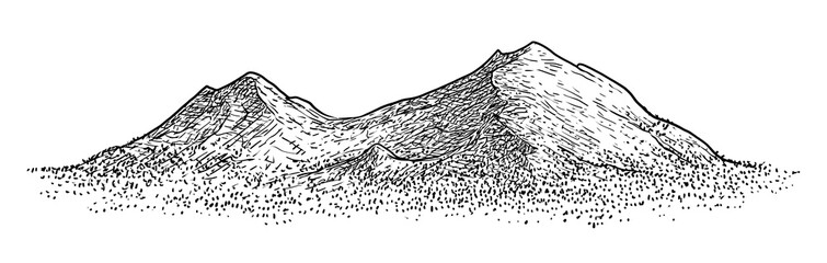Mountain illustration, drawing, engraving, ink, line art, vector © jenesesimre