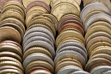 Euro coin background. Selective focus