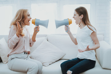 Quarrel between Mother and Daughter in White Room.