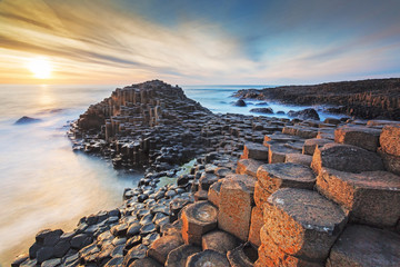 Sun Setting at The Giants Causeway Northern Ireland