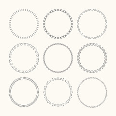 Collection of vector graphic circle frames. Wreaths for design
