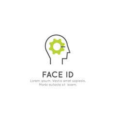 Vector Icon Style Illustration of Face ID, Log In, Recognition, Unlocking a Device, Passcode, Isolated Elements