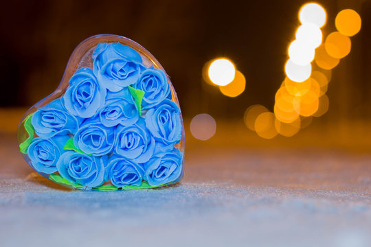 Heart of blue roses for Valentine's Day