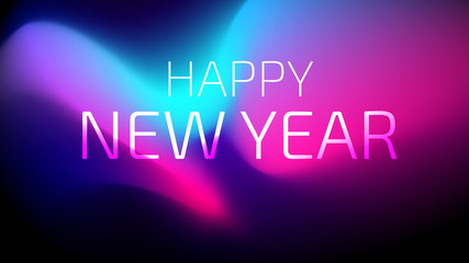 Happy New Year Trendy Colorful Fluid Background. 2019 Greeting Card, Banner, Wallpaper, Invitational. Vector EPS 10