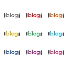 Blog Text sign, icon, logo, color set