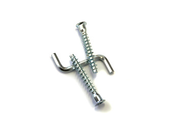 Nails and screws on a white background.