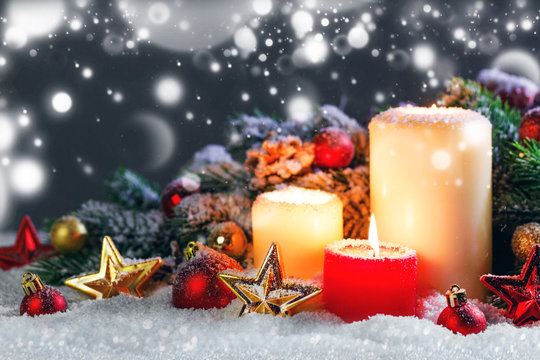 Christmas candles with decoration