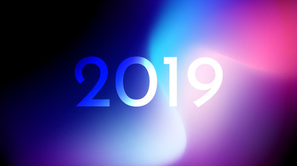 Happy New Year Trendy Colorful Fluid Background. 2019 Greeting Card, Banner, Wallpaper, Invitational. Vector EPS 10