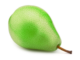 Fresh green pear fruit isolated on the white background with clipping path. One of the best isolated pears that you have seen.
