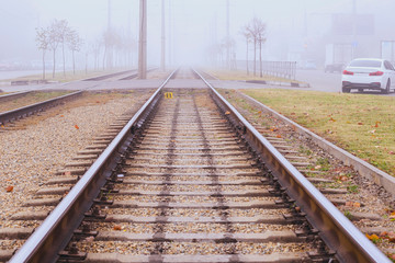 Fototapeta premium fog covered rails