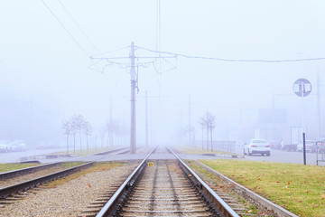 Fototapeta premium fog covered rails