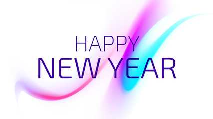 Happy New Year Trendy Colorful Fluid Background. 2019 Greeting Card, Banner, Wallpaper, Invitational. Vector EPS 10