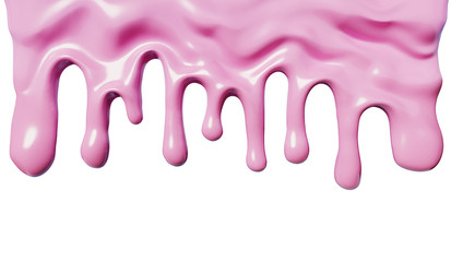 Yogurt flows  isolated on white. Cream or Syrup with Place for Text.3d illustration.