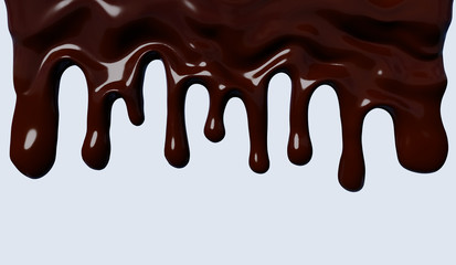 Dripping Melted Chocolates Isoalted. Realistic 3d illustration of Liquid Chocolate, Cream or Syrup with Place for Text