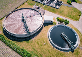 Abwasserreinigung im Klärwerk, Luftbild