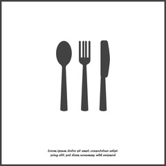 Knife, fork, spoon. Table setting. Vector icon Cutlery on white isolated background. Layers grouped for easy editing illustration. For your design.