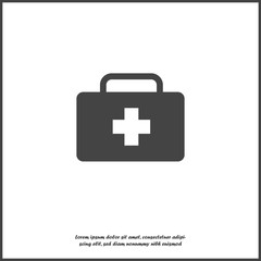 Vector icon indicates the presence of first-aid. Doctor. First Aid Kit. Vector icon illustration on white isolated background. Layers grouped for easy editing illustration. For your design.
