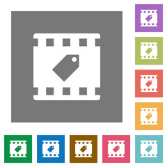 Tag movie square flat icons