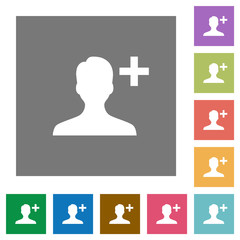 Add new user square flat icons
