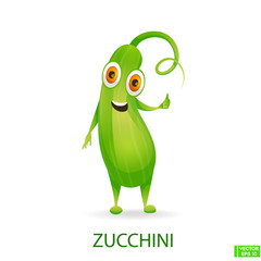 Cute zucchini vegetables character cartoon.