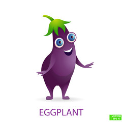 Cute eggplant vegetables character cartoon.