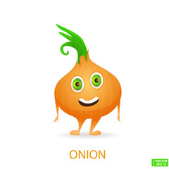 Cute onion vegetables character cartoon.