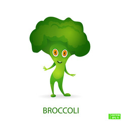 Cute broccoli vegetables character cartoon.