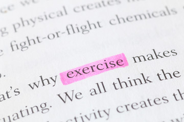 Highlighted English Word "Exercise" in a Book