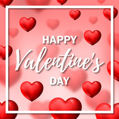 Valentine’s Day greeting card with red hearts. Vector illustration. Space for text. Design for banners, cards, newsletters